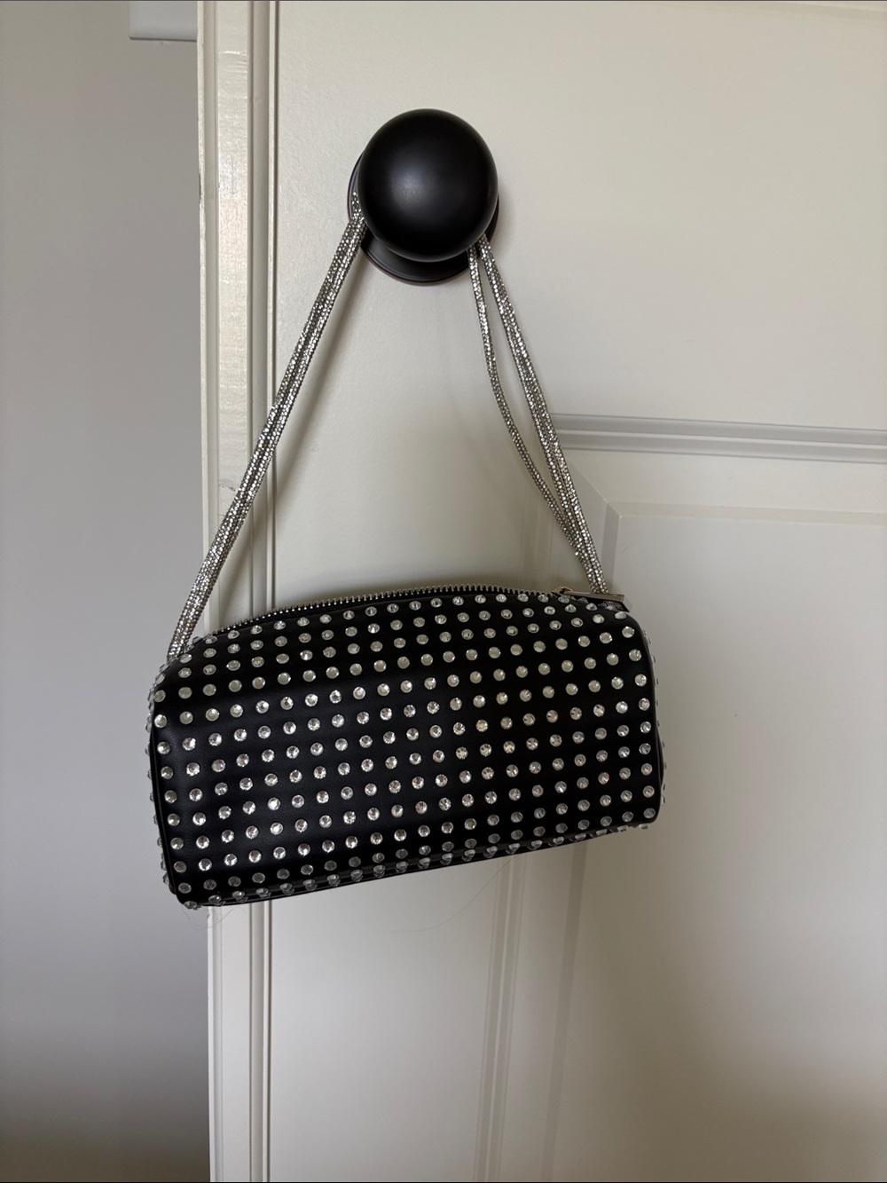 Target Black Studded Mini Cylinder Bag with Silver Chain